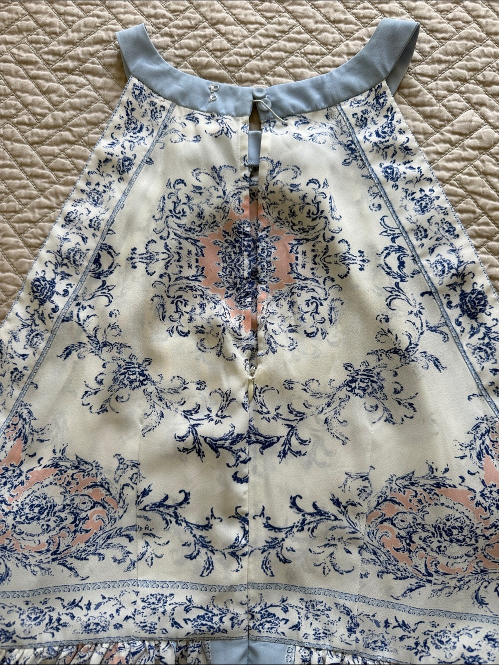 Philosophy Halter Mini Dress size L  Baroque Floral Coastal Cottagecore Boho - Picture 11 of 13